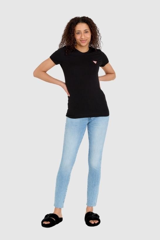 GUESS Black women's slim fit t-shirt with small logo