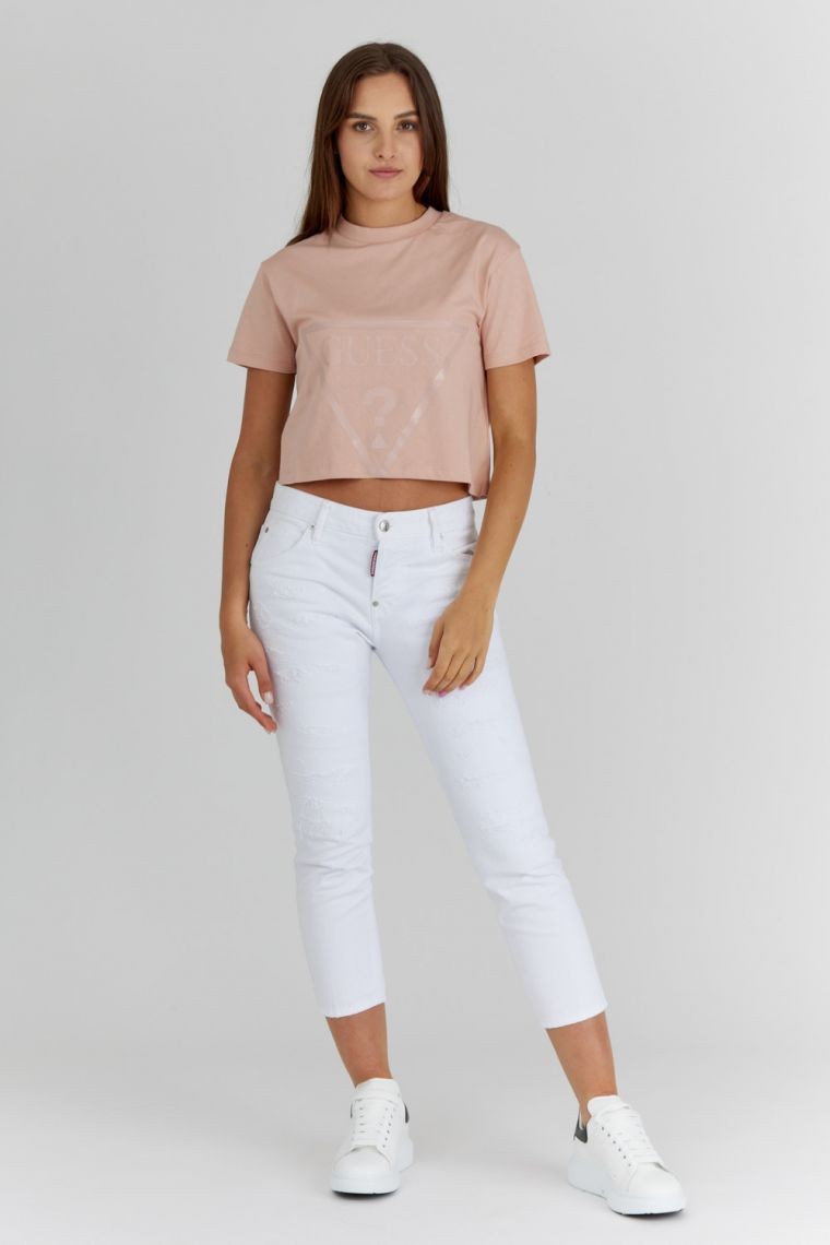 GUESS Рожева жіноча футболка з логотипом