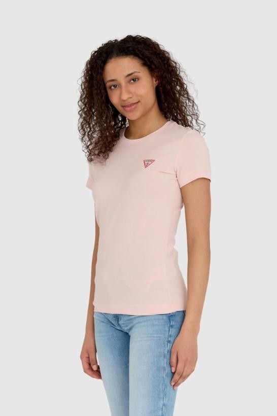 GUESS Pink women's slim fit t-shirt with small logo