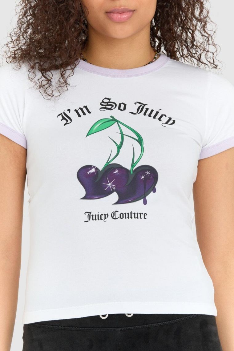 JUICY COUTURE White women's slim cherry t-shirt