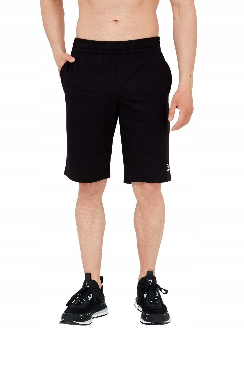 EA7 Black men's shorts with white logo