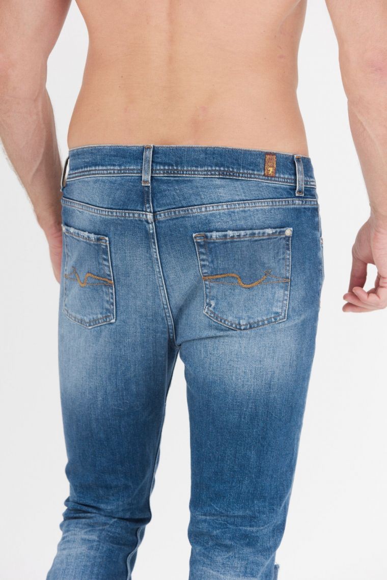 7 FOR ALL MANKIND Niebieskie męskie jeansy SLIMMY TAPERED