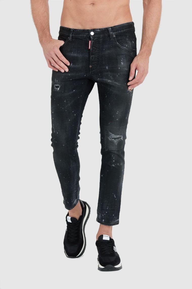 DSQUARED2 Black ring studs wash skater jeans