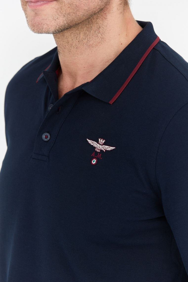 AERONAUTICA MILITARE Navy blue long sleeve polo