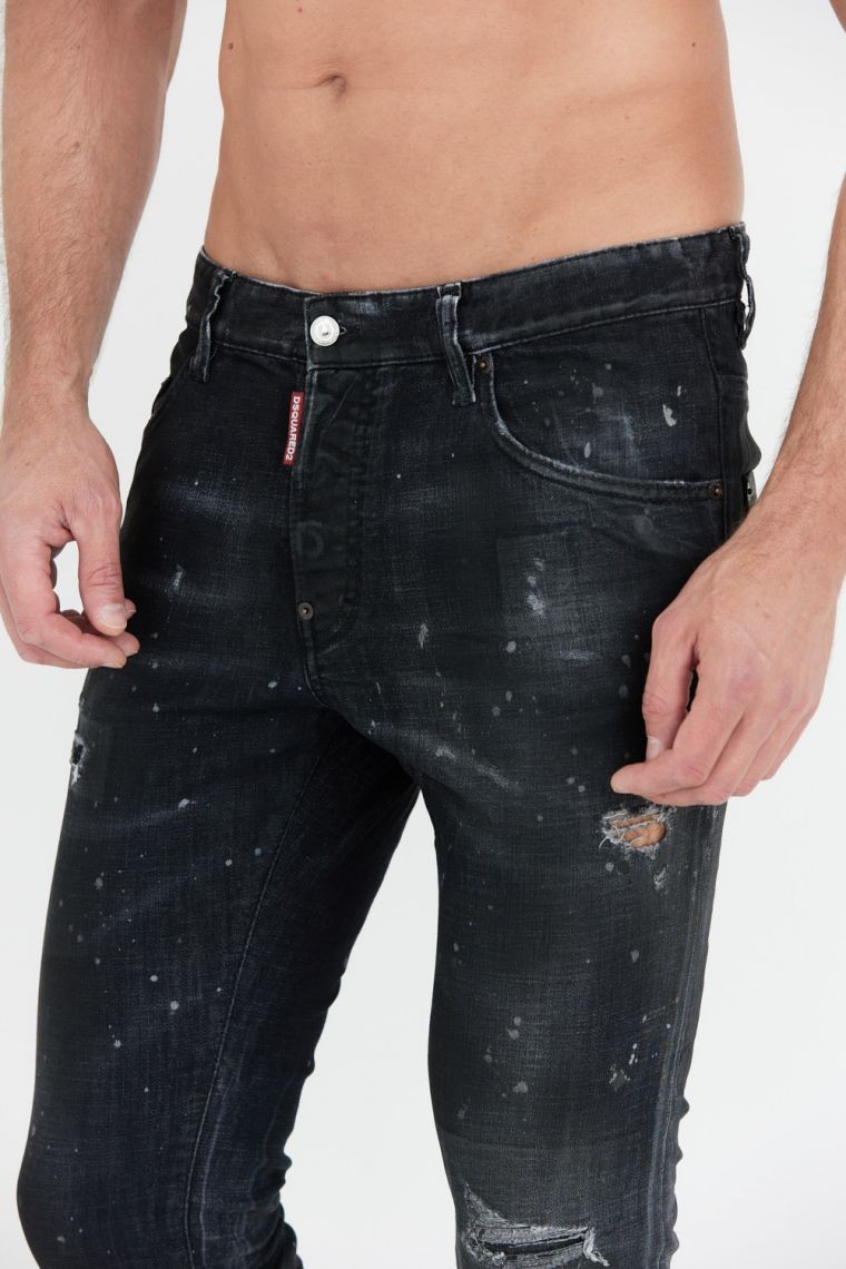 DSQUARED2 Black ring studs wash skater jeans