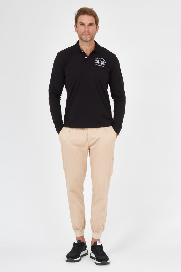 LA MARTINA Чорне поло з довгим рукавом