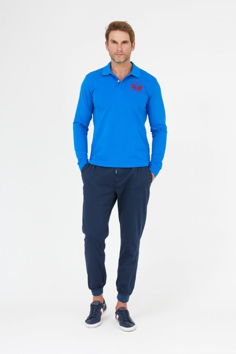 LA MARTINA Blue long sleeve polo