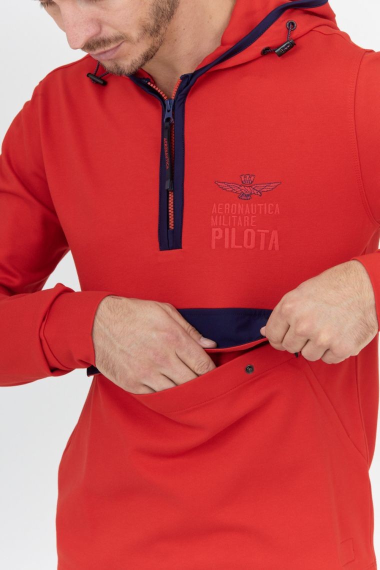 AERONAUTICA MILITARE Червона чоловіча толстовка на блискавці