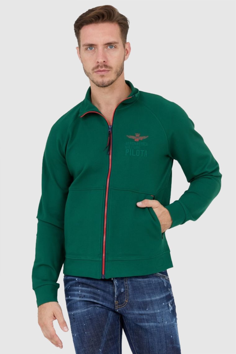 AERONAUTICA MILITARE Green men's zip-up sweatshirt