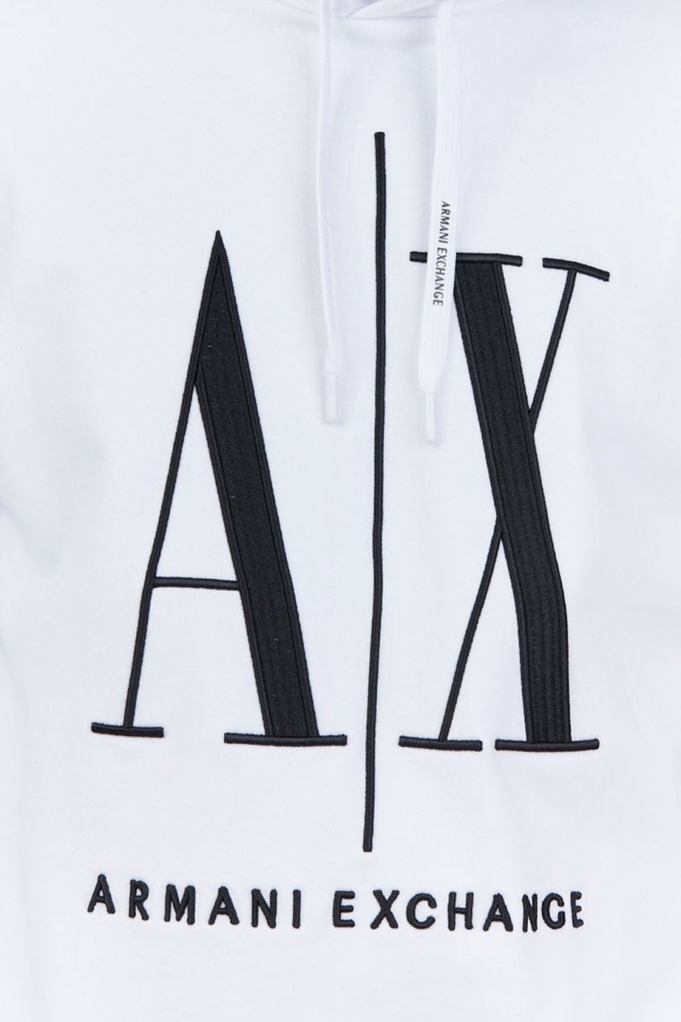 ARMANI EXCHANGE White men's hoodie with embroidered logo