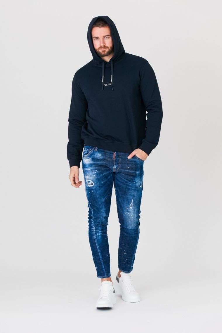 ARMANI EXCHANGE Чоловічий темно-синій світшот з капюшоном
