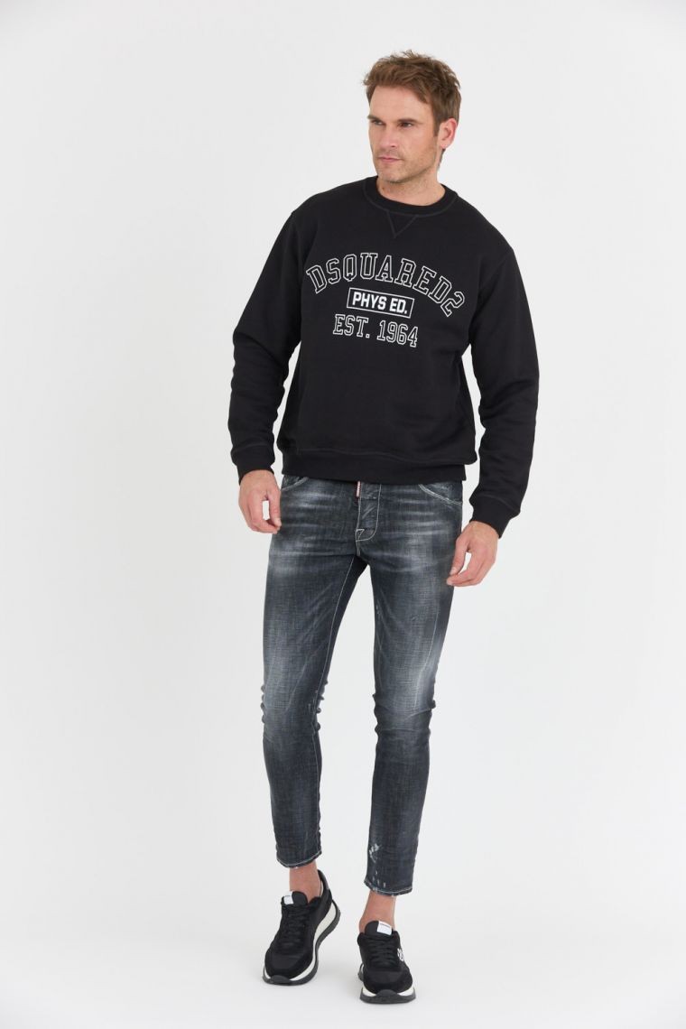 DSQUARED2 Black men's sweatshirt with phys ed logo.