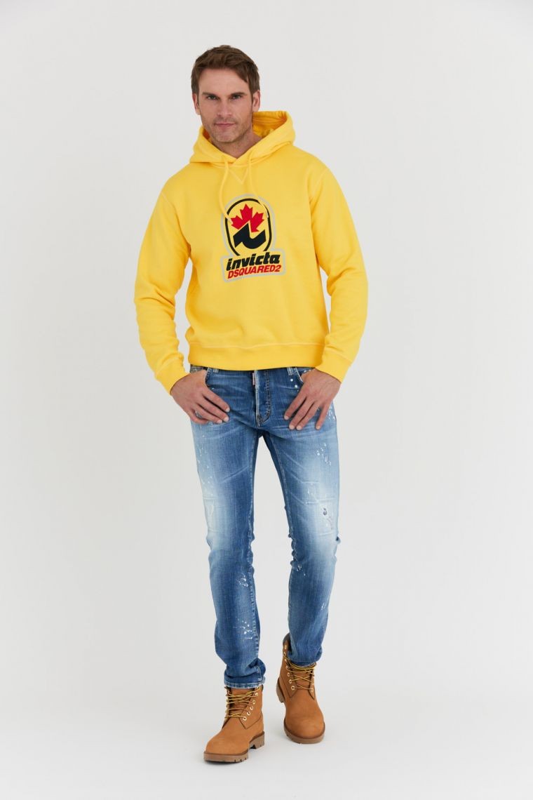 DSQUARED2 Żółta bluza męska invicta cool hoodie
