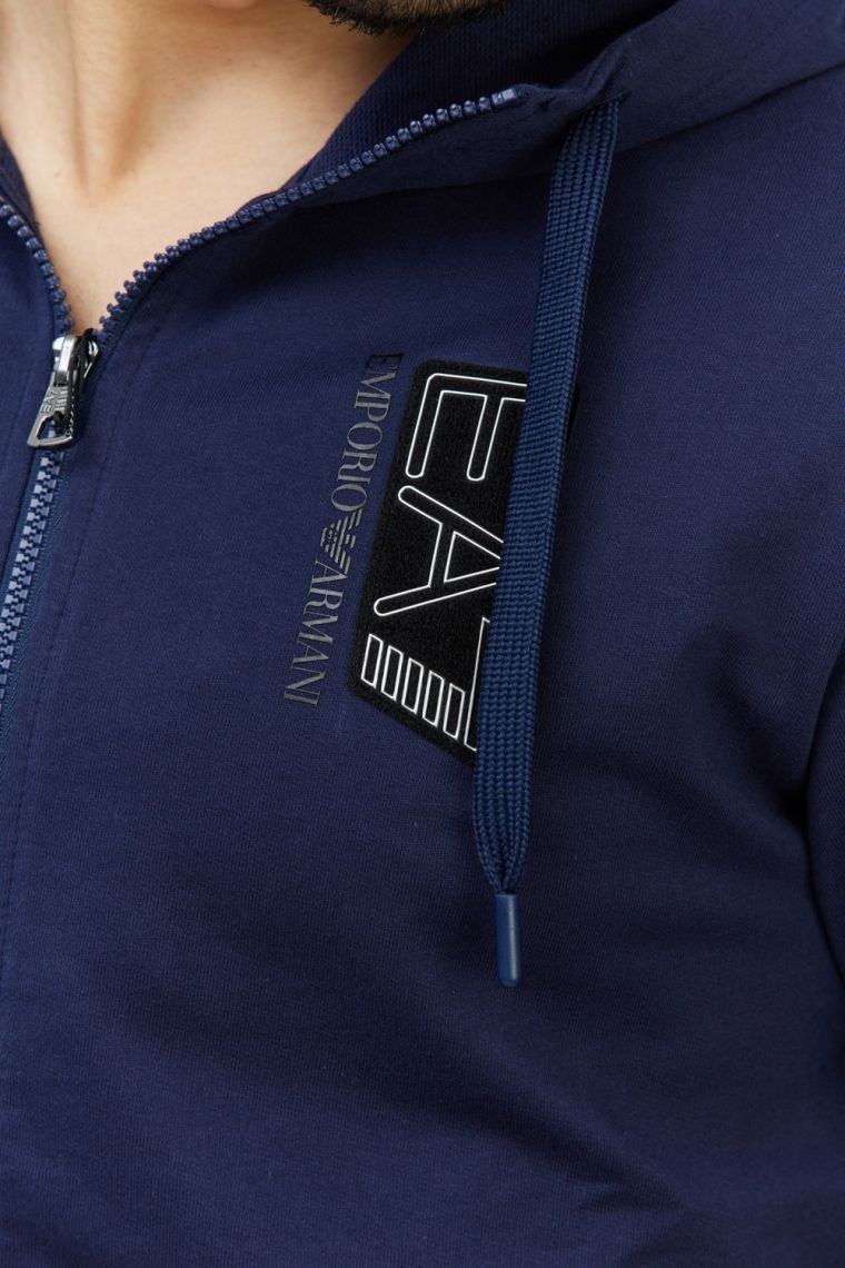 EA7 Men's navy blue sweatshirt with interchangeable logo