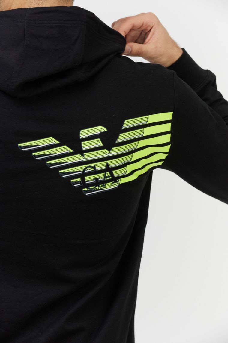 EA7 Black men's sweatshirt with large neon logo