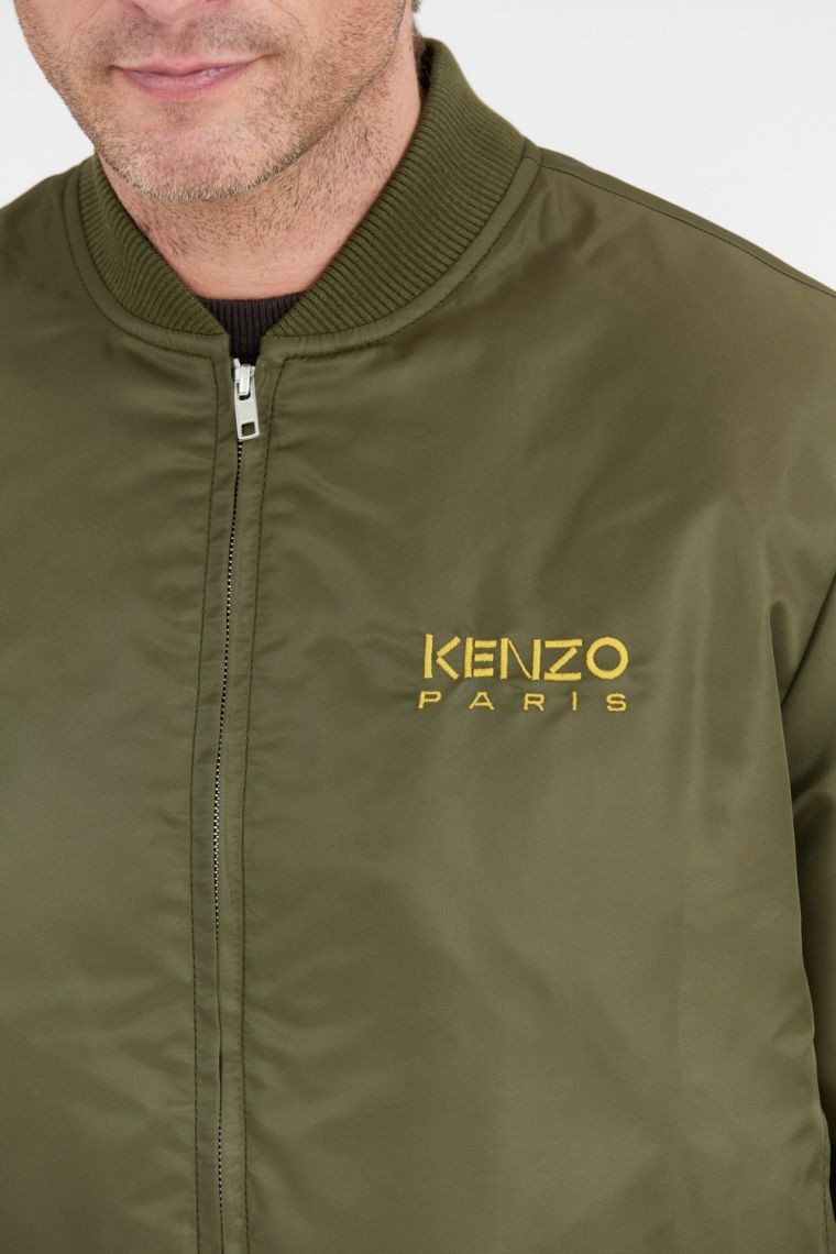 KENZO Green men's bomber jacket with yellow logo