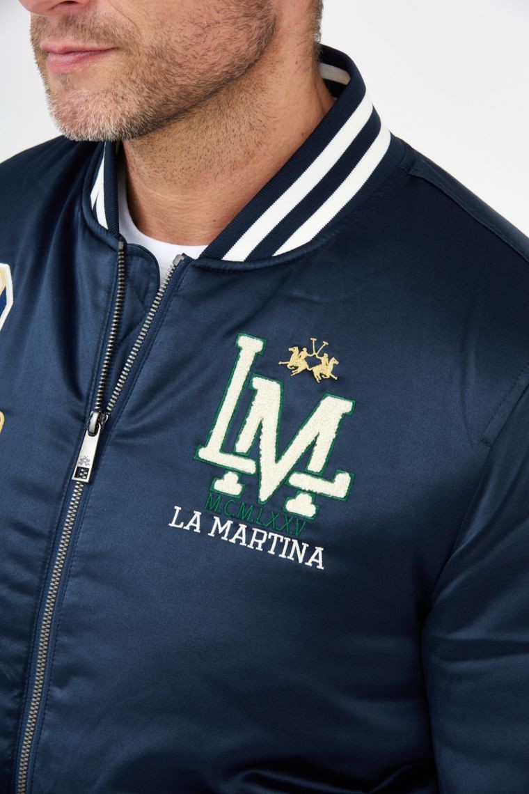 LA MARTINA Navy blue men's bomber jacket