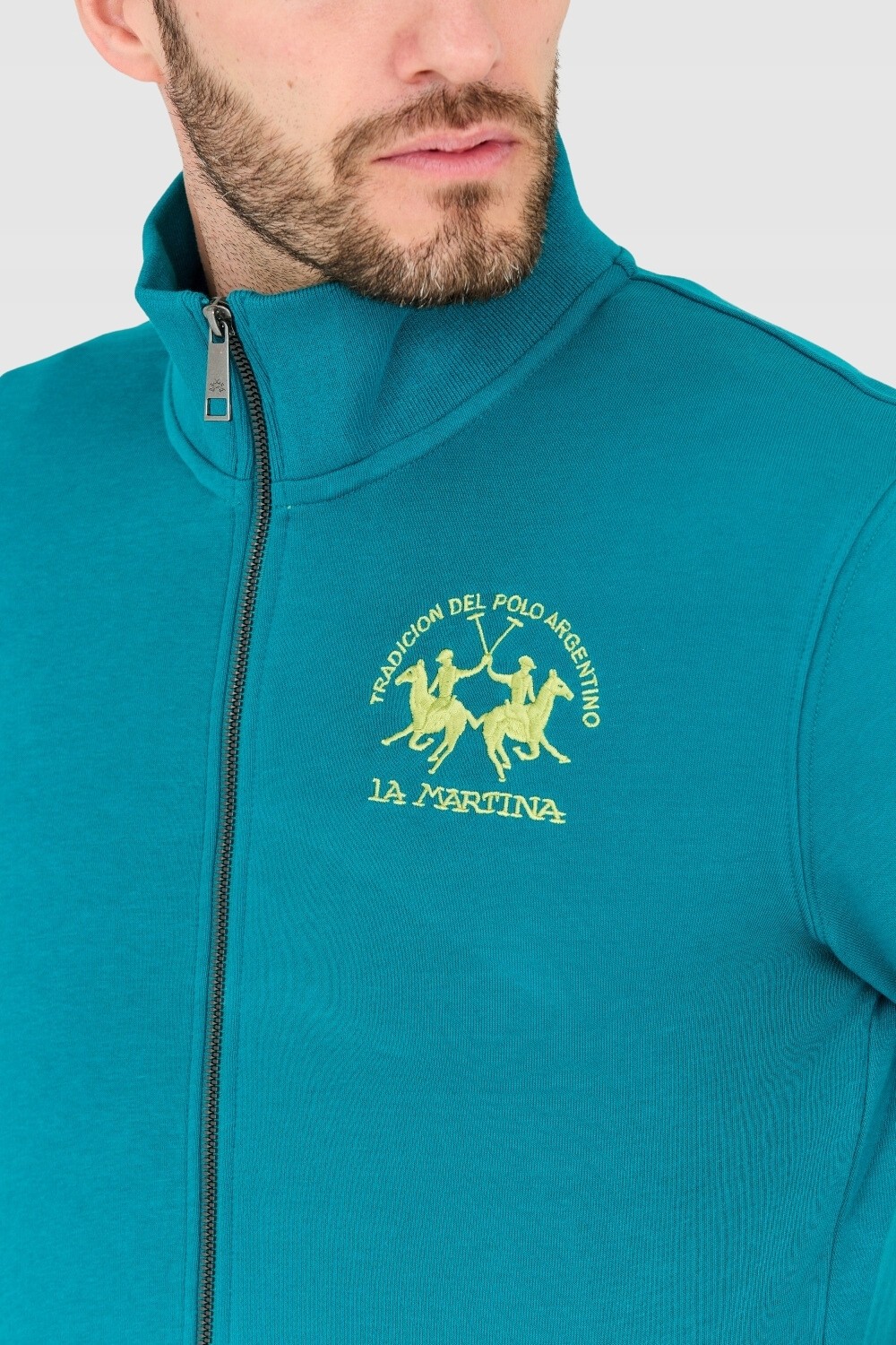 LA MARTINA Turquoise men's zip-up sweatshirt