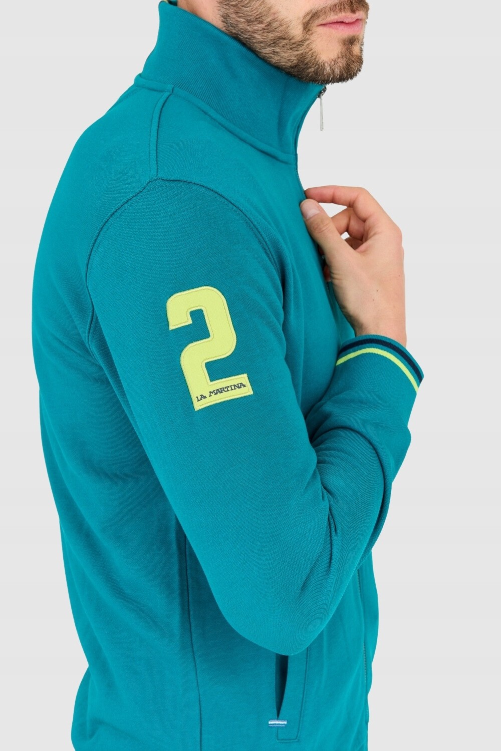 LA MARTINA Turquoise men's zip-up sweatshirt