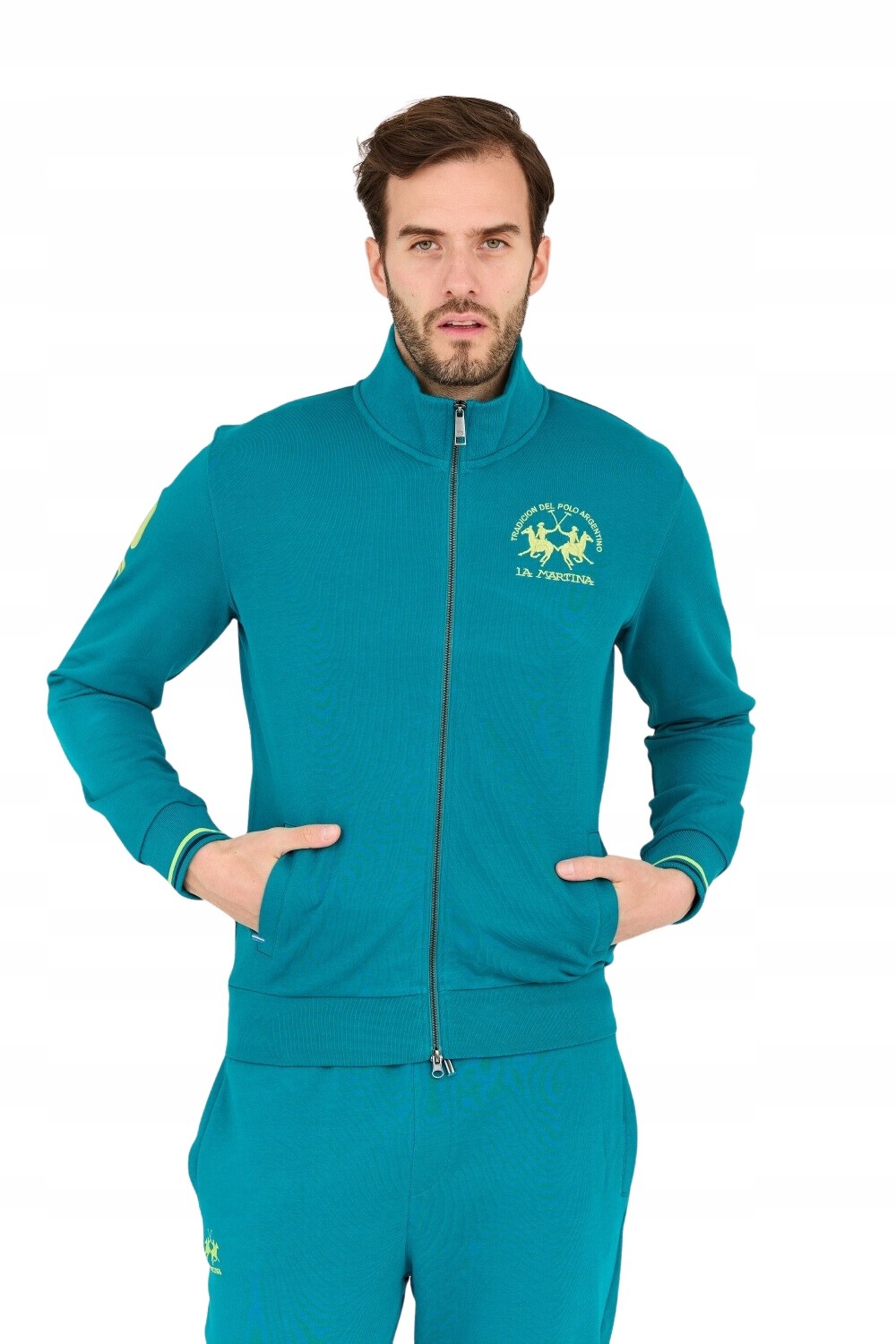 LA MARTINA Turquoise men's zip-up sweatshirt