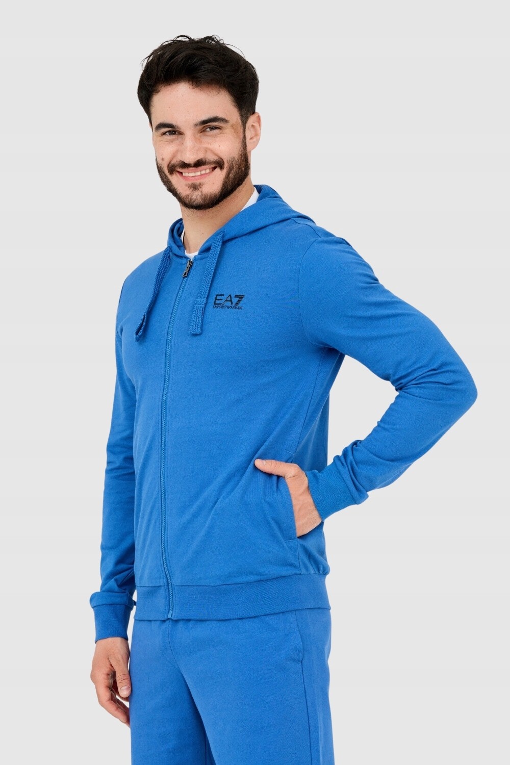 EA7 Blue men's hooded sweatshirt