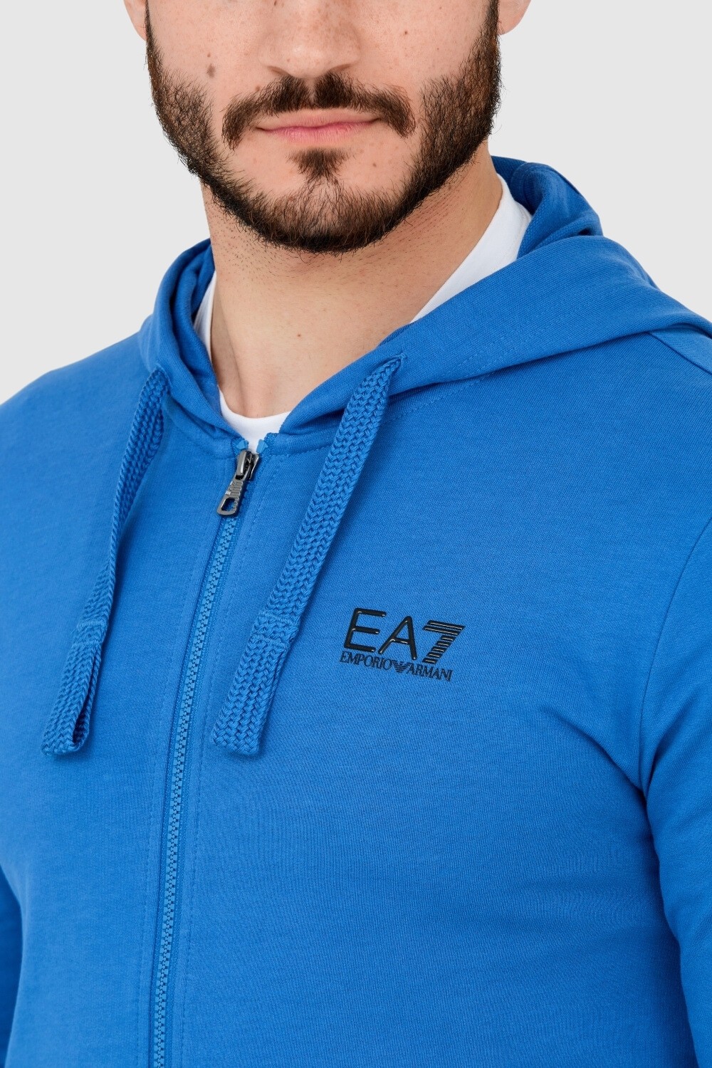 EA7 Blue men's hooded sweatshirt