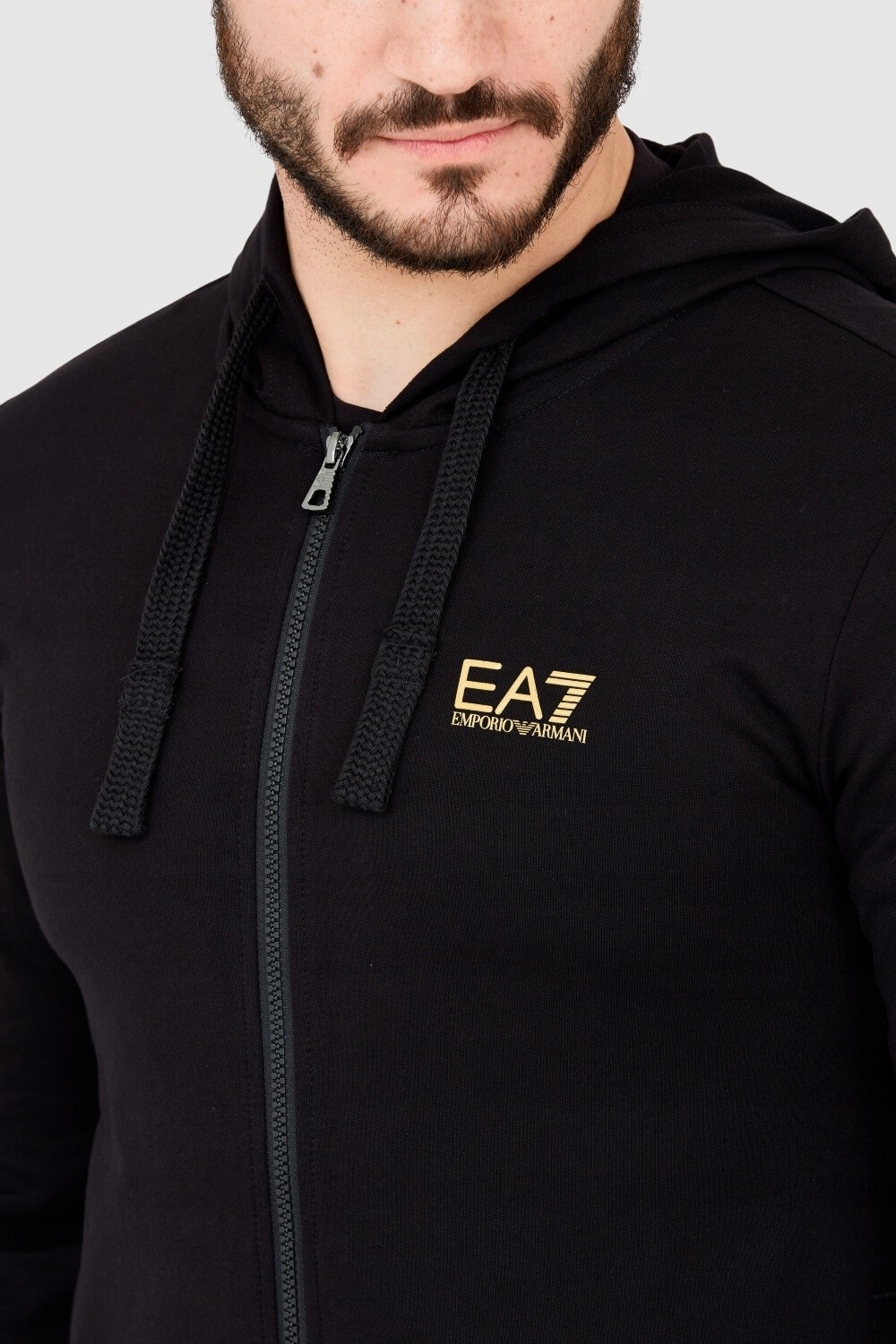 EA7 Black hoodie with gold logo