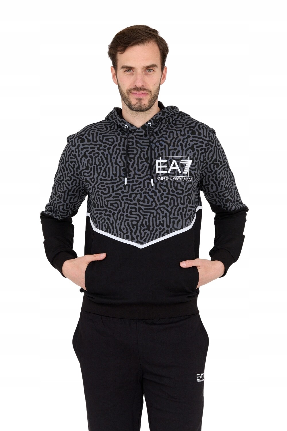 EA7 black and grey moro hoodie