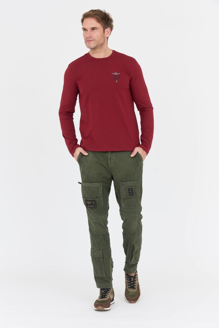 AERONAUTICA MILITARE Maroon men's stretch longsleeve