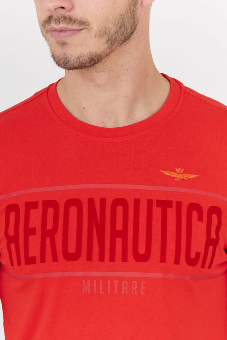 AERONAUTICA MILITARE Men's red longsleeve with velvet logo