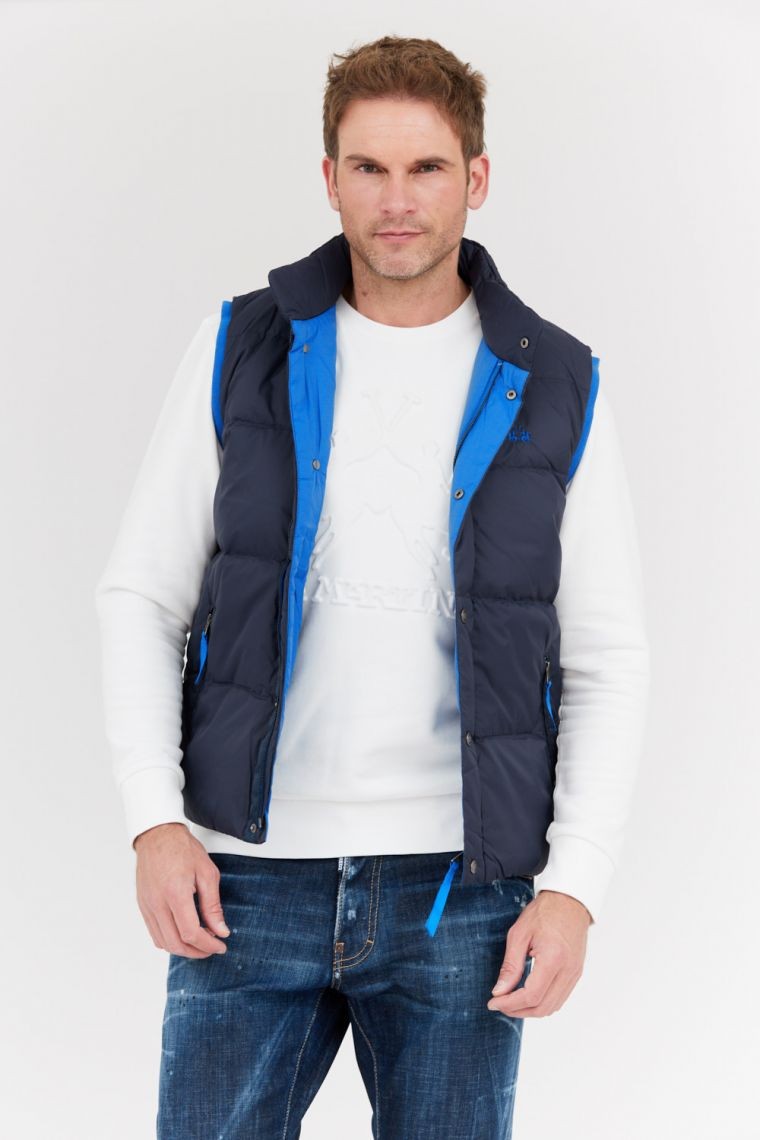 LA MARTINA Men's navy blue down sleeveless jacket