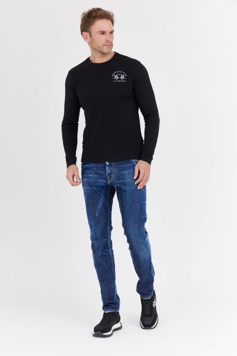 LA MARTINA Black men's cotton longsleeve