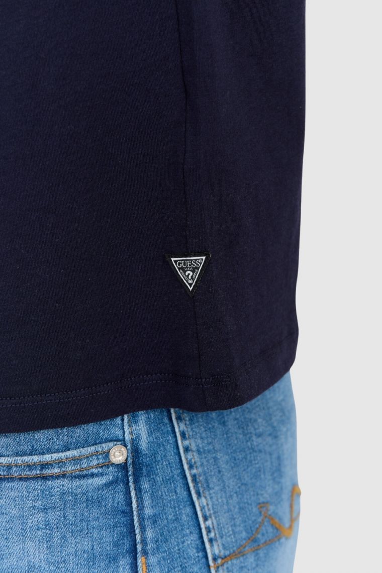 GUESS Granatowy bawełniany męski T-shirt slim fit