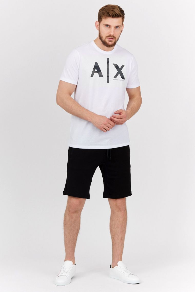 ARMANI EXCHANGE Biały t-shirt męski z szarym logo