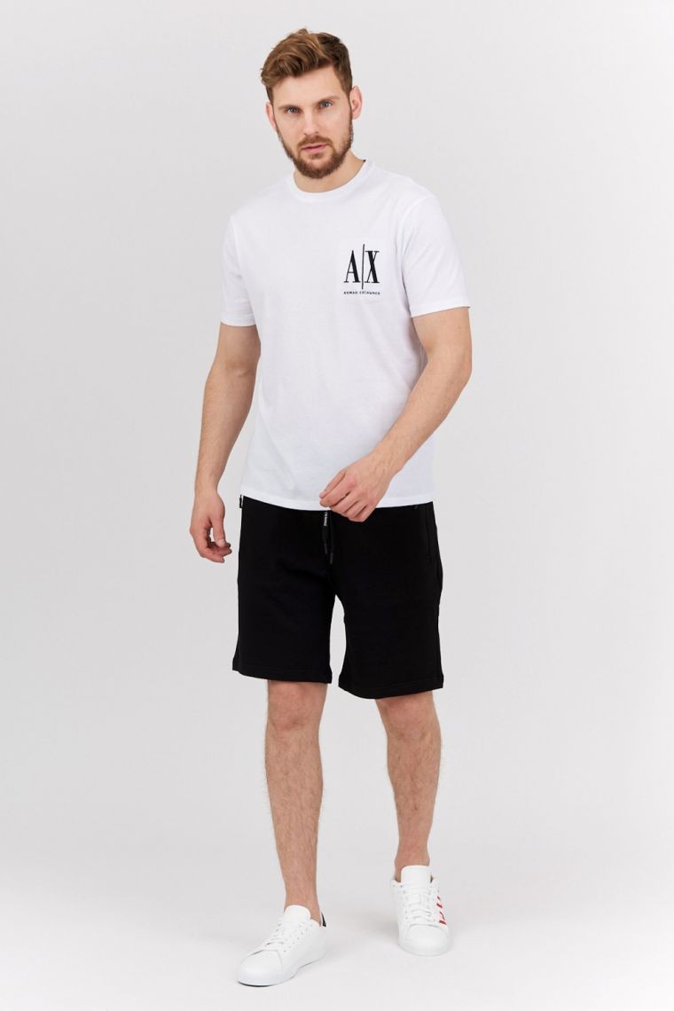 ARMANI EXCHANGE Biały t-shirt męski z wyszywanym logo