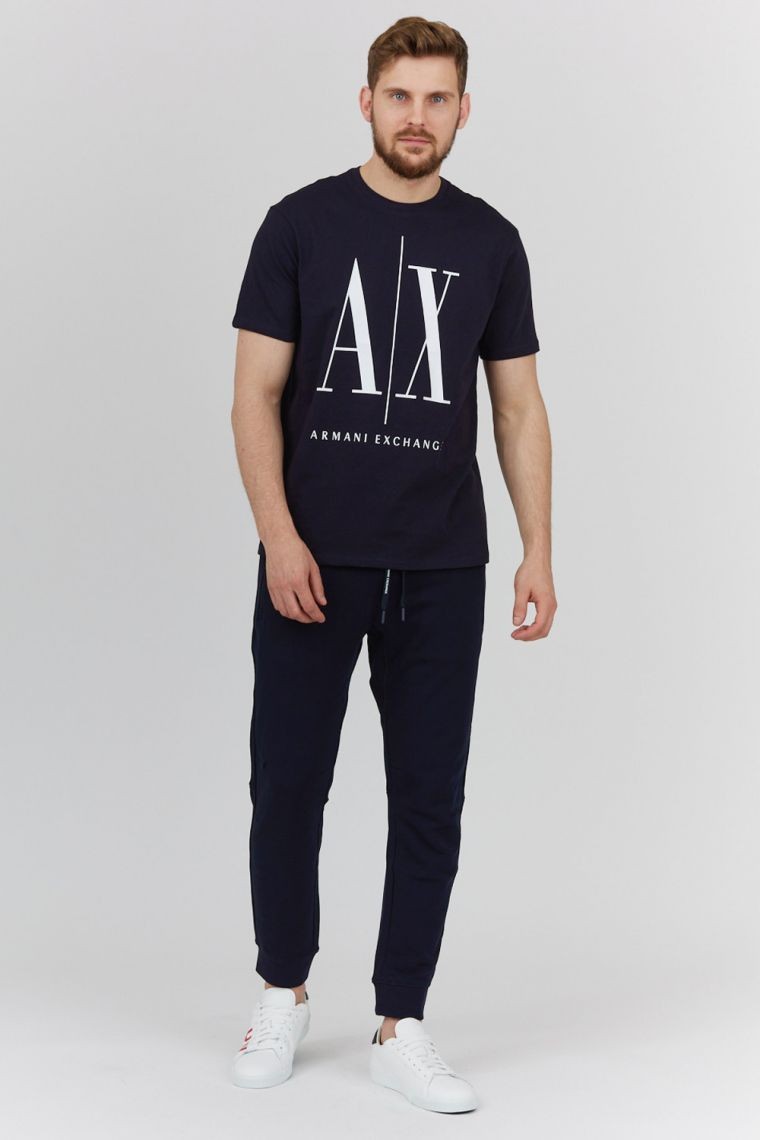 ARMANI EXCHANGE Granatowy t-shirt męski z dużym logo