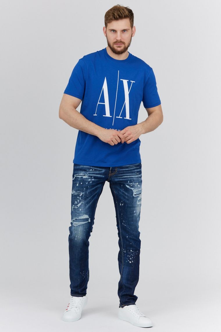 ARMANI EXCHANGE Blue men's t-shirt with large logo