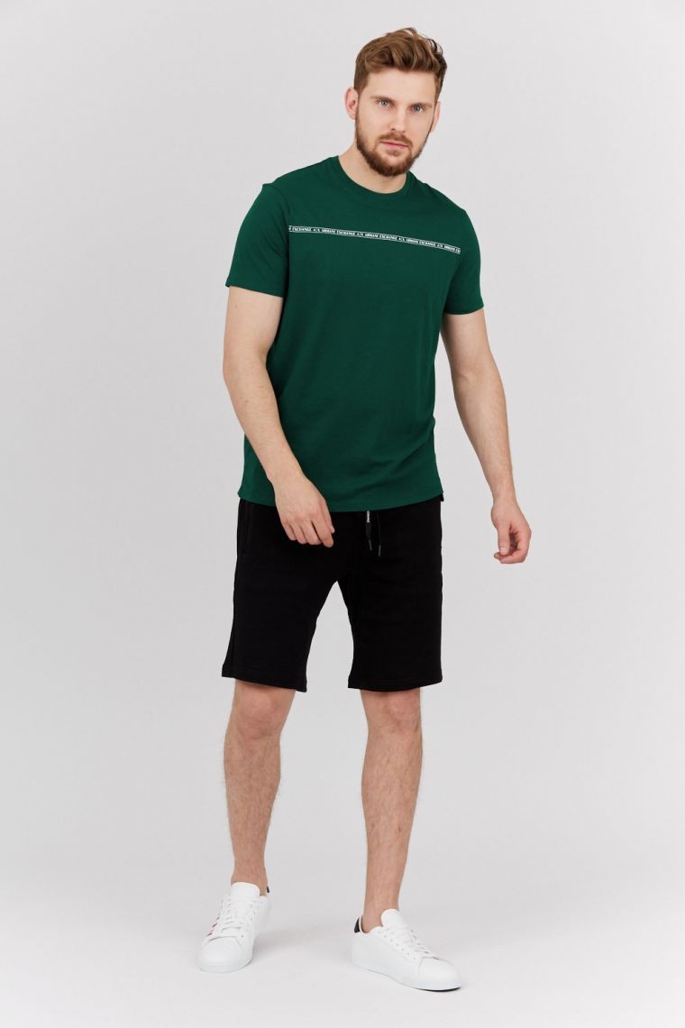 ARMANI EXCHANGE Zielony t-shirt męski z paskiem z logo