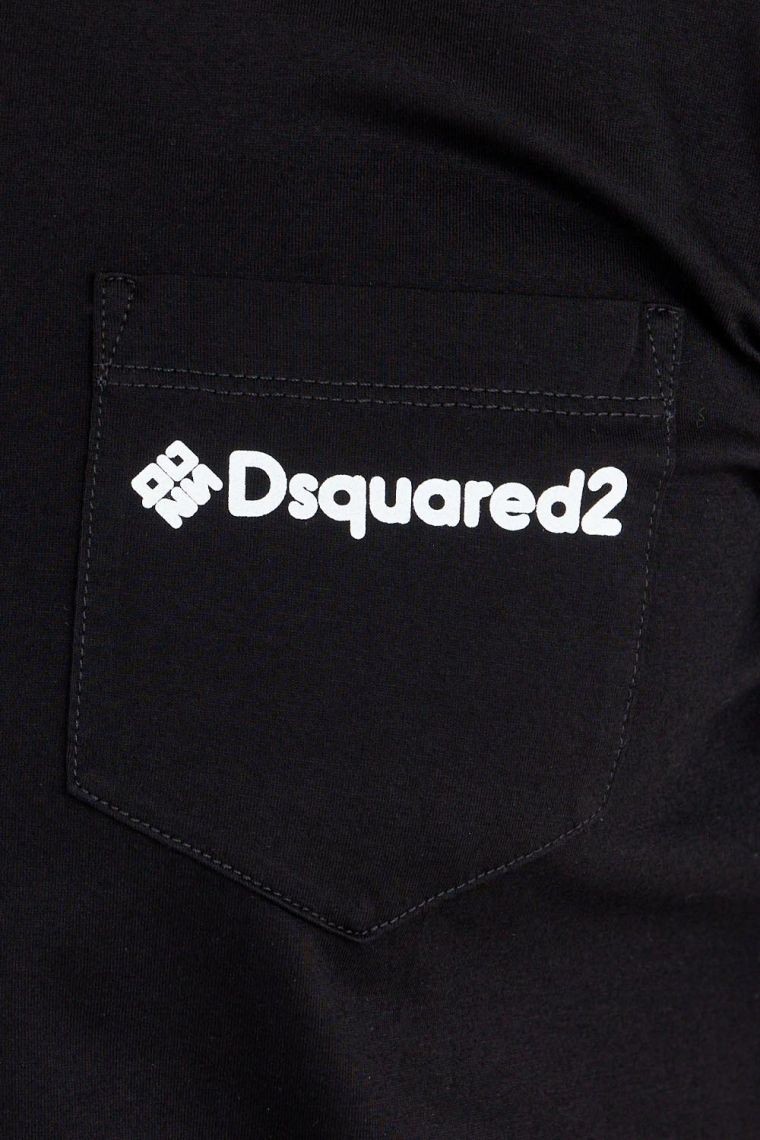 DSQUARED2 Black men's t-shit with mini gummy pocket