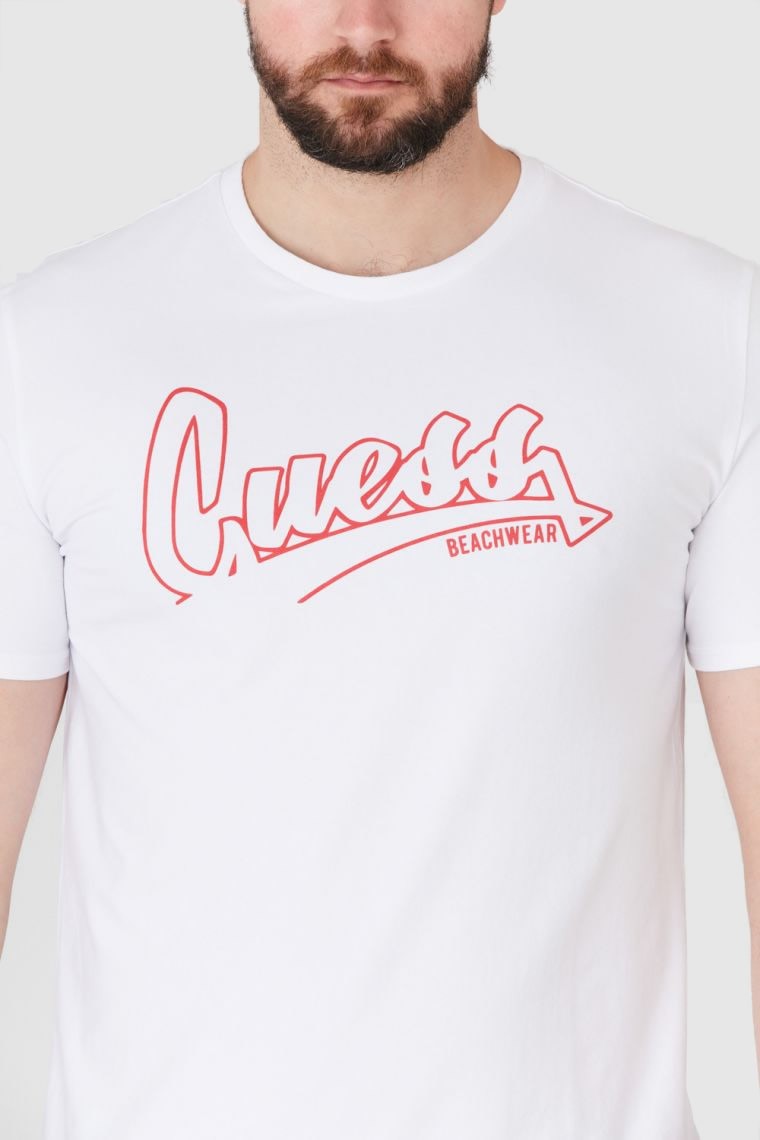 GUESS Tricou alb de plajă pentru bărbați