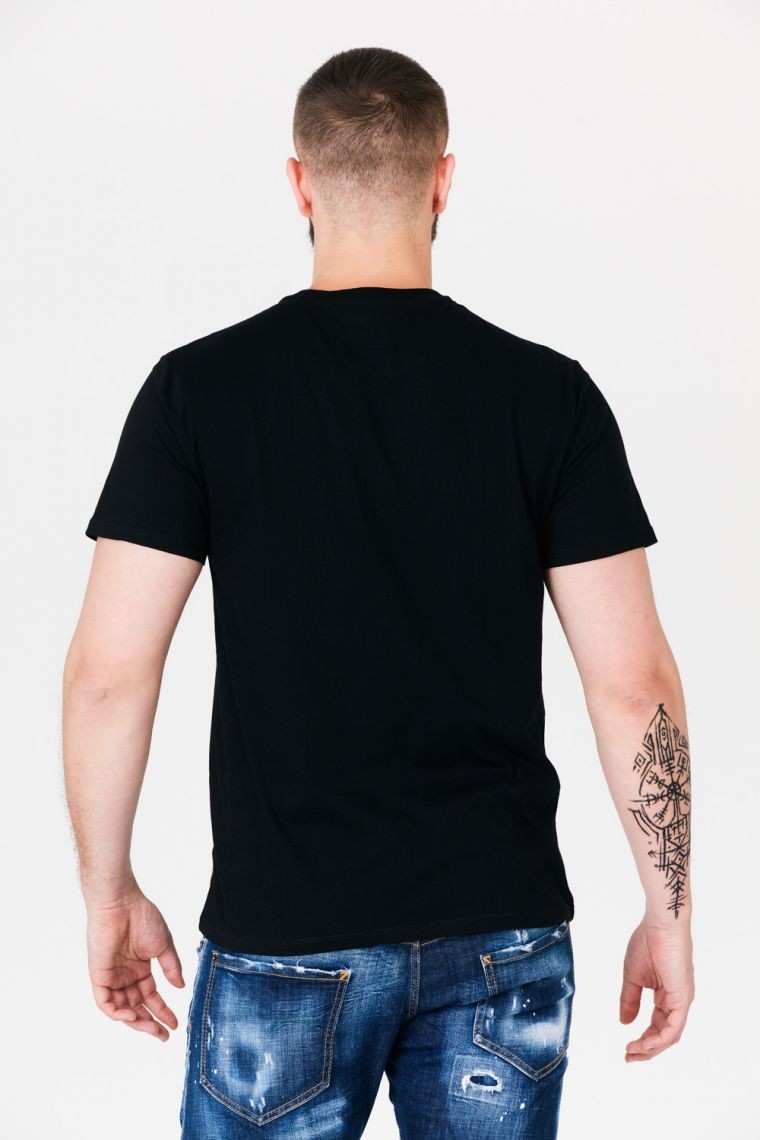 GUESS Czarny t-shirt męski z czerwonym logo