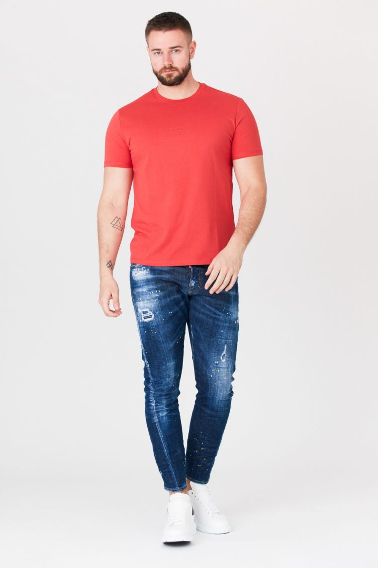 GUESS Red men's t-shirt with logo applique