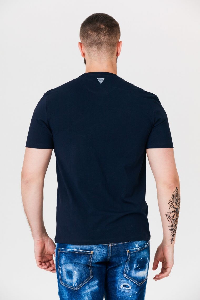 GUESS Men's navy blue t-shirt with reflective logo