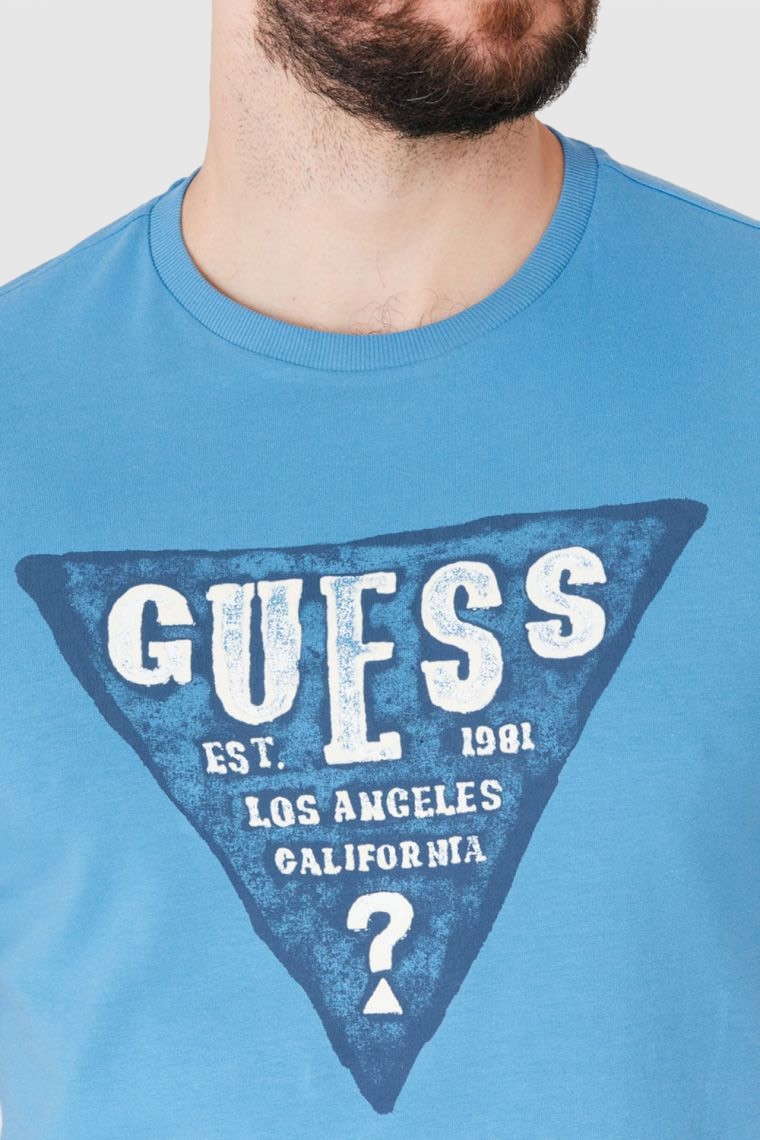 GUESS Blue men's t-shirt with large logo