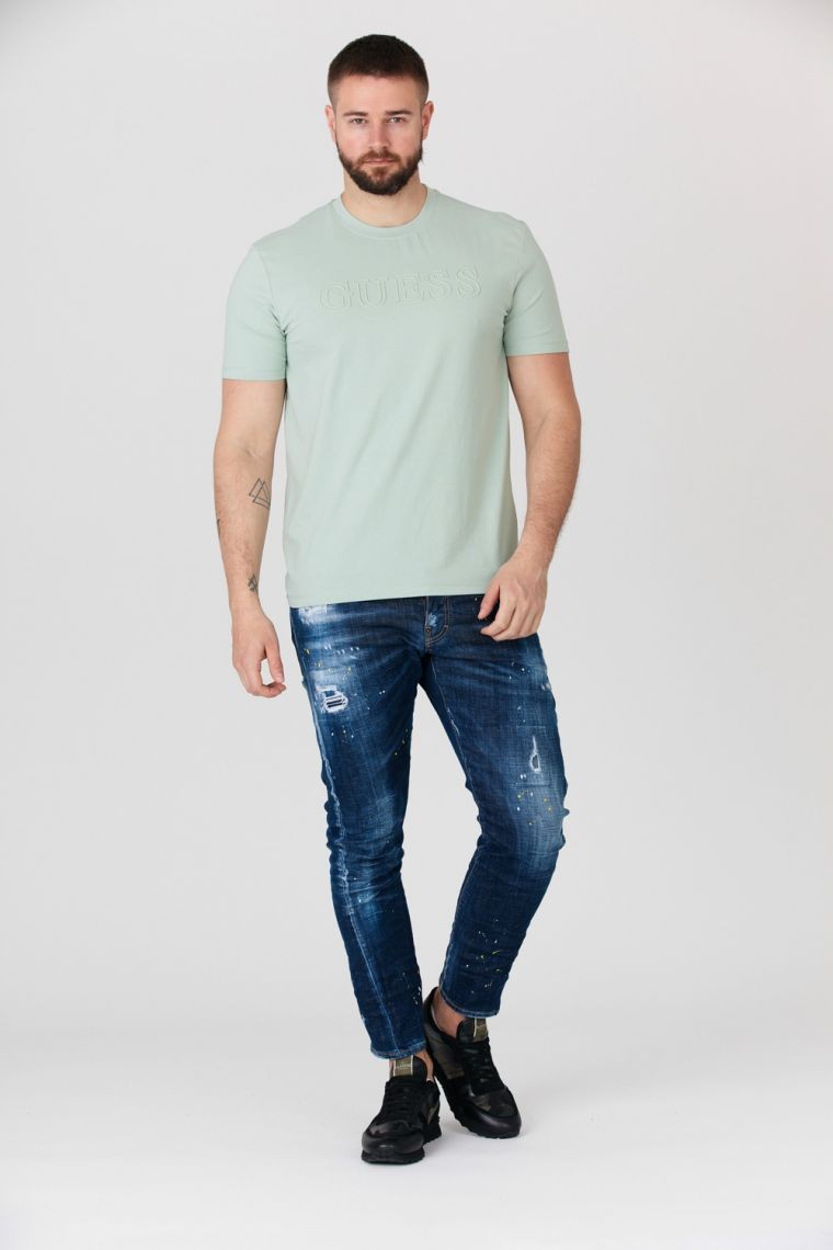 GUESS Pistachio Зелена чоловіча футболка з тисненням логотипу