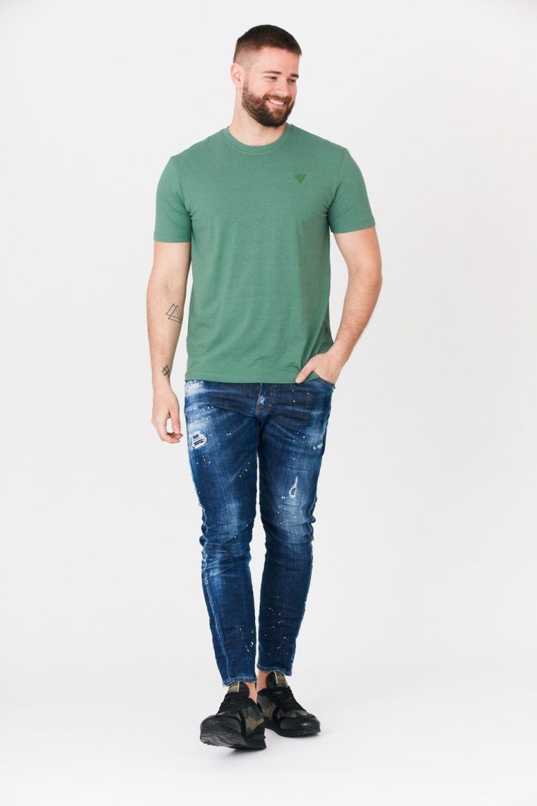 GUESS Green men's t-shirt with triangle logo