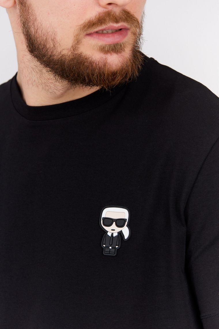 KARL LAGERFELD Black men's t-shirt with embossed logo