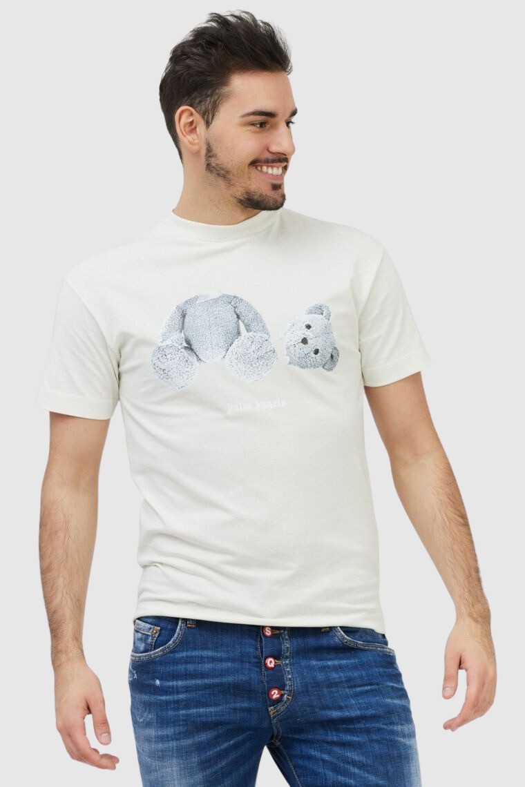 PALM ANGELS White men's t-shirt with teddy bear