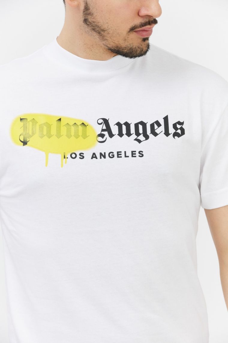 PALM ANGELS Biały t-shirt męski z logo