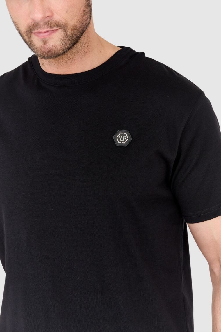 PHILIPP PLEIN Black t-shirt with rhinestone snake on back